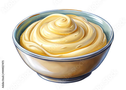Foto Elegant Bowl of Golden Cream, a Culinary Masterpiece with Smooth Textures