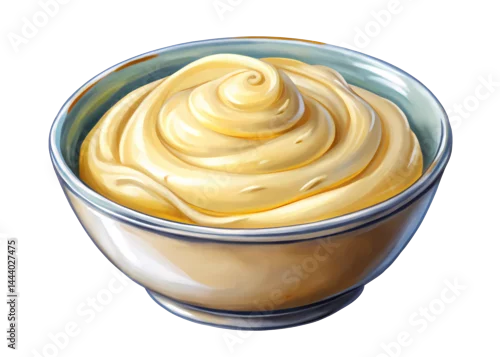 Obraz  z motywem Elegant Bowl of Golden Cream, a Culinary Masterpiece with Smooth Textures