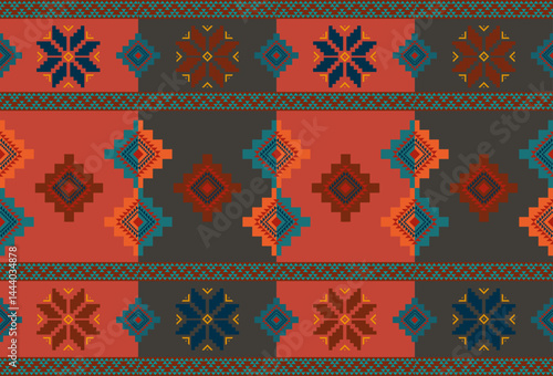 embroidery abstract Traditional geometric ethnic fabric pattern ornate elements with ethnic patterns design for textiles, rugs, clothing, sarong, scarf, batik, wrap, embroidery, print, curtain, carpet