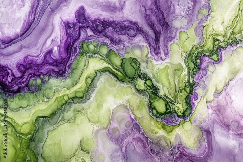 Obraz premium Abstract artistic fluid acrylic paint swirls in vibrant shades.