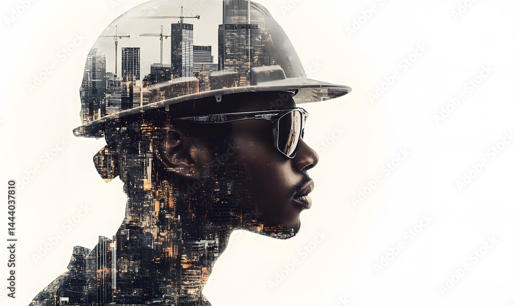 Double exposure of engineer at construction site in modern urban environment symbolizing development and infrastructure planning
Double exposure of engineer at construction site in modern urban environment symbolizing development and infrastructure planning