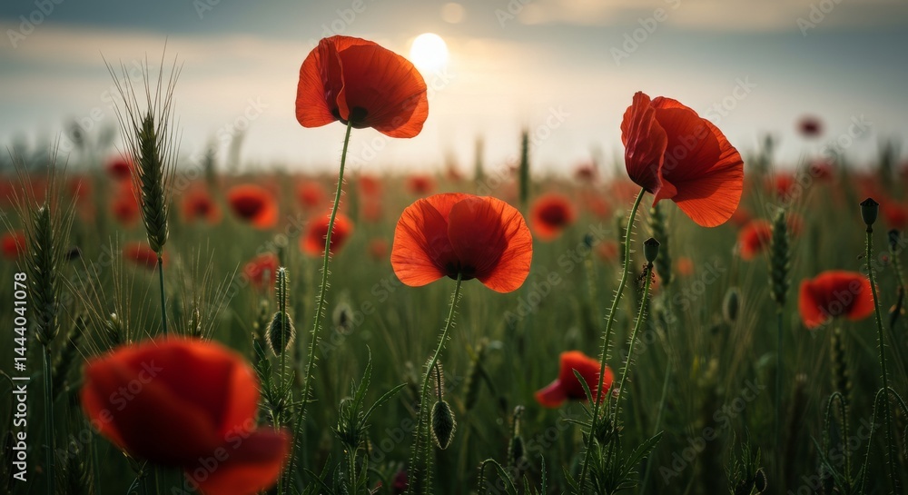 Obraz premium Poppy Field Close-Up