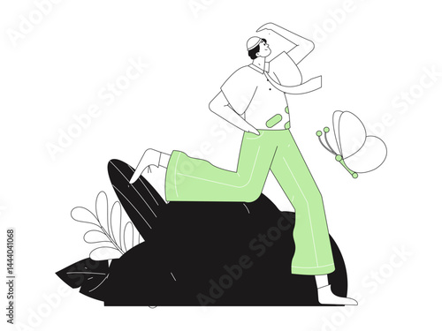 People exercising healthy running vector internet operation illustration
