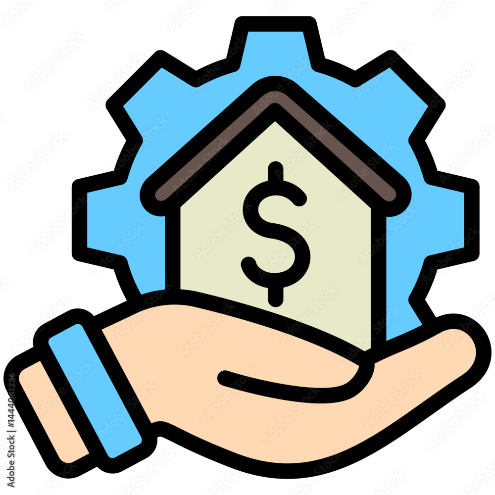Obraz premium Asset Management mini illustration colored outline icon, use for trade wars, economy, business, finance, economic competition, UI, UX kit, app and web development, digital or print.