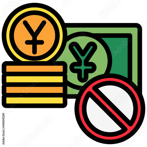 Boycott mini illustration colored outline icon, use for trade wars, economy, business, finance, economic competition, UI, UX kit, app and web development, digital or print.
