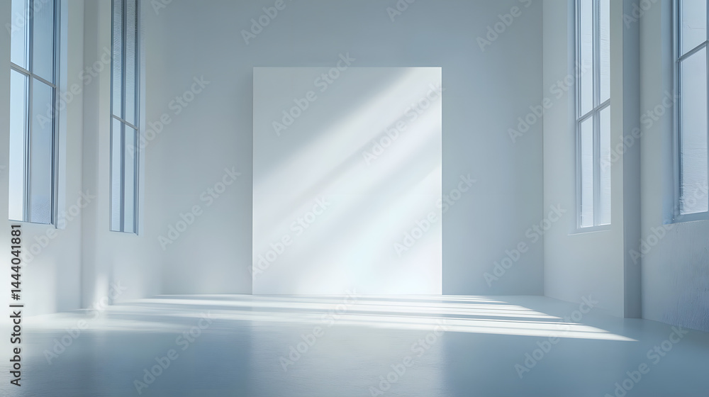 Fototapeta premium Minimalist artistic space showcase bright room interior design modern environment aesthetic viewpoint