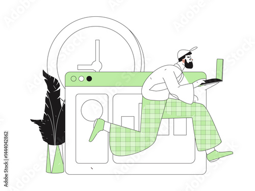 People exercising healthy running vector internet operation illustration
