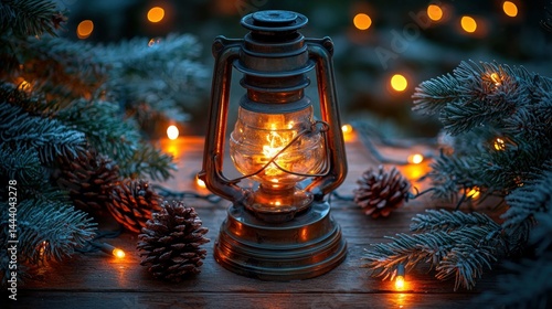 Vintage lantern, Christmas ambiance