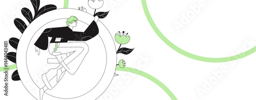 People exercising healthy running vector internet operation illustration

