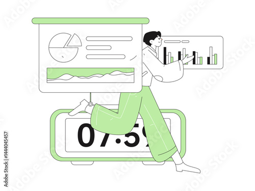 People exercising healthy running vector internet operation illustration
