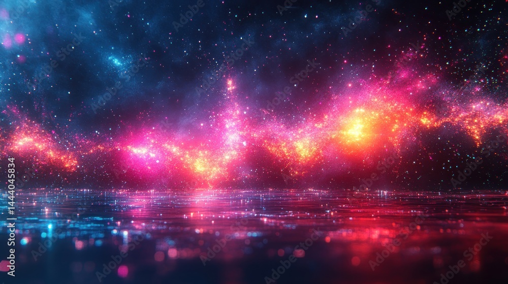 custom made wallpaper toronto digitalCosmic Nebula Reflection: A Digital Painting of a Vibrant, Colorful Nebula Reflecting on a Calm, Dark Surface