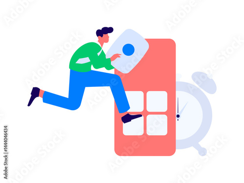 People exercising healthy running vector internet operation illustration
