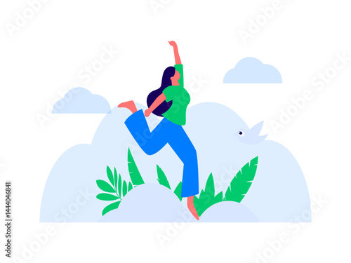 People exercising healthy running vector internet operation illustration
