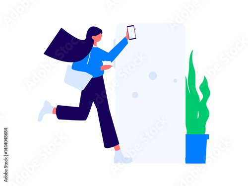People exercising healthy running vector internet operation illustration
