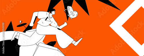 People exercising healthy running vector internet operation illustration
