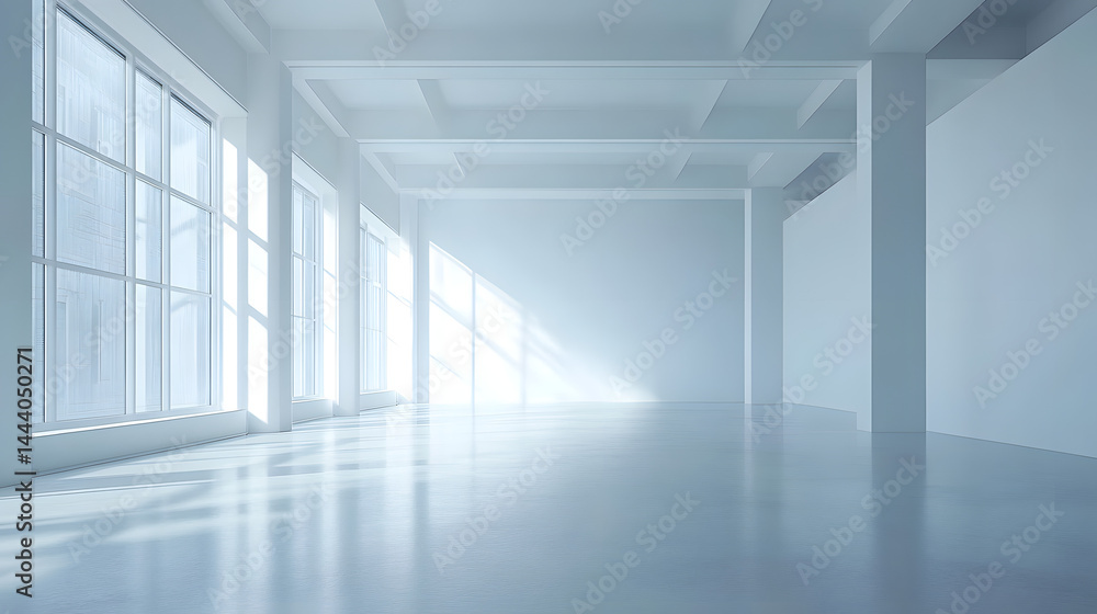 Fototapeta premium Modern minimalist interior space bright white background architectural photography open environment