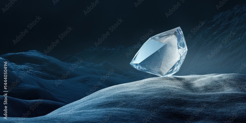 Fototapeta premium Glacial gem rests on a frosted mountain peak.