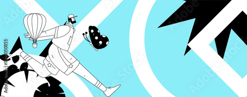 People exercising healthy running vector internet operation illustration
