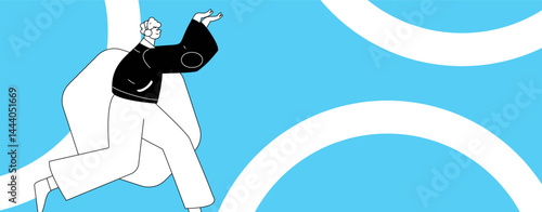 People exercising healthy running vector internet operation illustration
