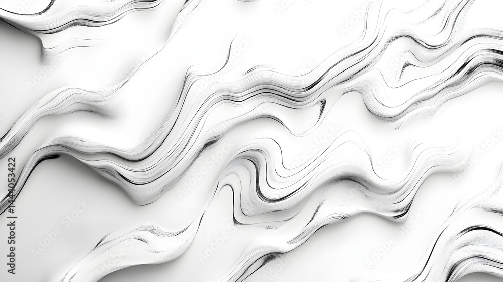 Dynamic abstract wave patterns on pure white background digital art minimalist design close-up view Dynamic abstract wave patterns on pure white background digital art minimalist design close-up view