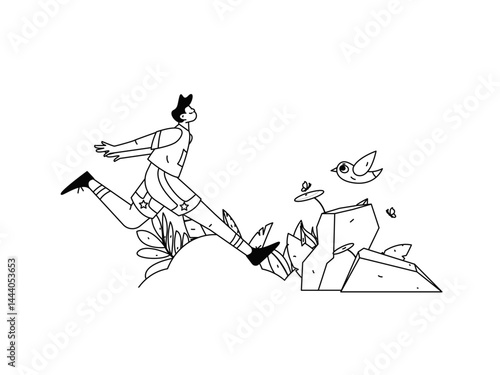 People exercising healthy running vector internet operation illustration
