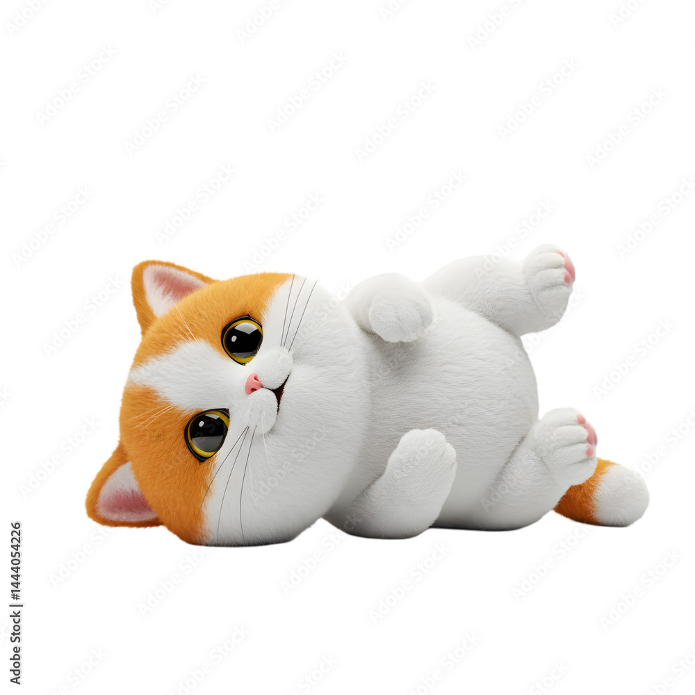 Playful Kitten Rolling on Back with Happy Expression Playful Kitten Rolling on Back with Happy Expression