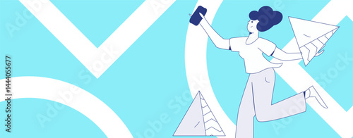 People exercising healthy running vector internet operation illustration
