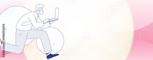 People exercising healthy running vector internet operation illustration
