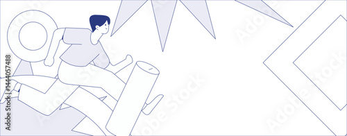 People exercising healthy running vector internet operation illustration
