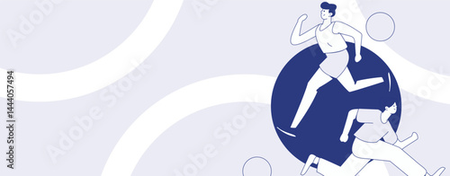 People exercising healthy running vector internet operation illustration
