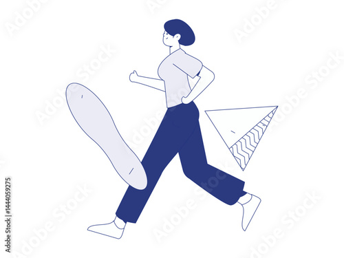People exercising healthy running vector internet operation illustration
