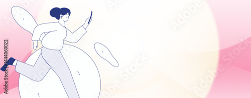 People exercising healthy running vector internet operation illustration

