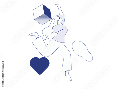 People exercising healthy running vector internet operation illustration
