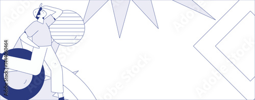 People exercising healthy running vector internet operation illustration
