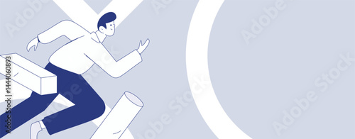 People exercising healthy running vector internet operation illustration
