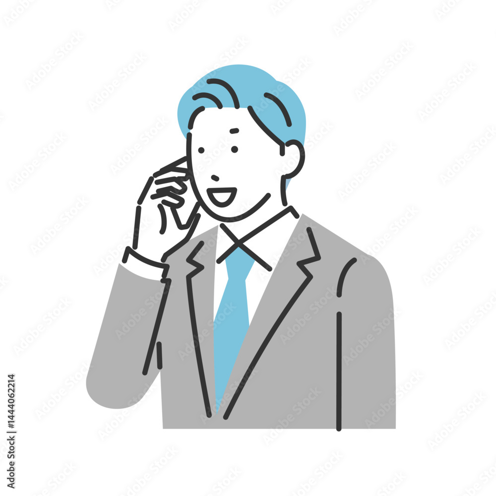 スマホで電話をしているビジネスマン スマホで電話をしているビジネスマン
