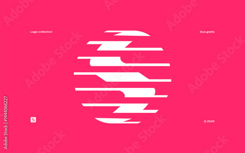 The modern abstract logo S is sleek and curved interspersed with horizontal lines to create a sense of movement and layered depth. The design is simple yet innovative, dynamic and forward-thinking.