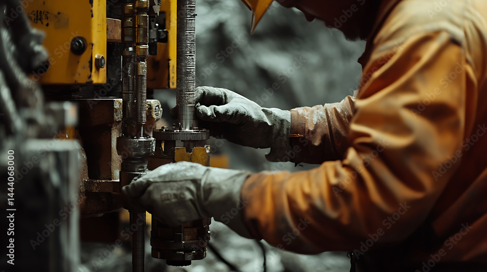Worker Operating Industrial Machinery Worker Operating Industrial Machinery