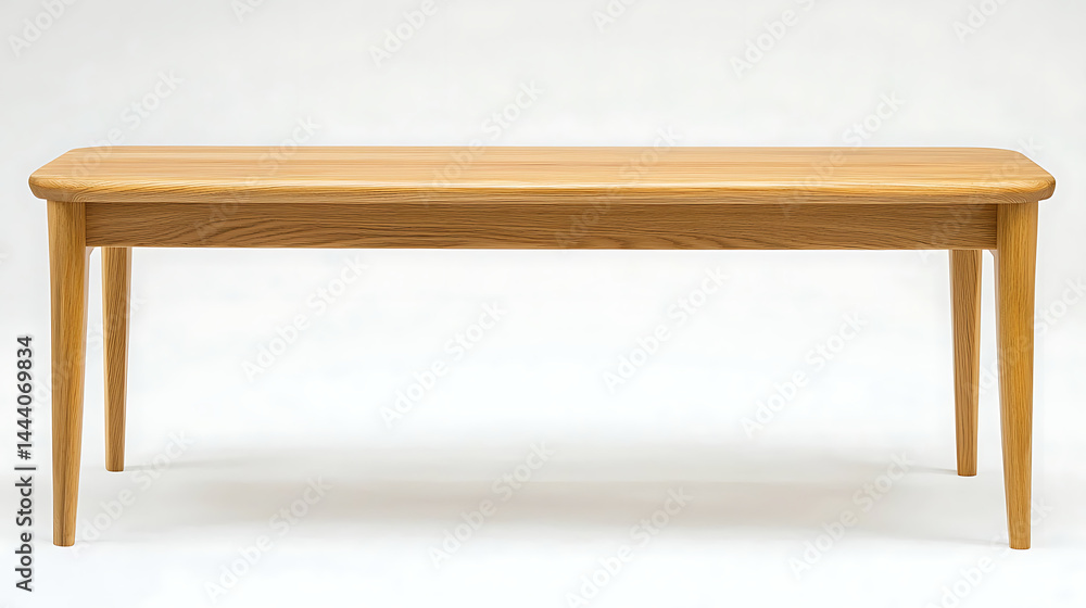 A wooden bench with a curved top sits on a white background A wooden bench with a curved top sits on a white background
