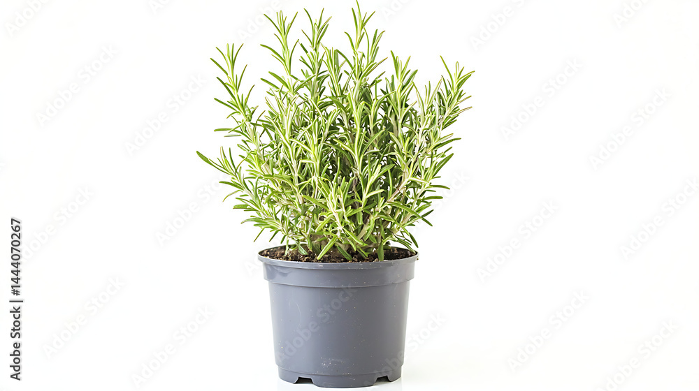 Fototapeta premium A small potted plant with green leaves sits in a blue container