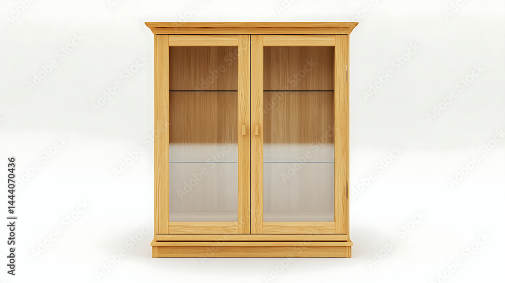 Obraz premium A wooden cabinet with two glass doors