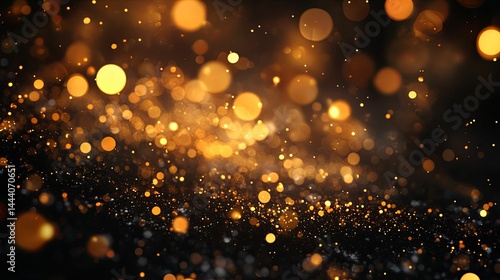 Abstract dark background with golden light particles.