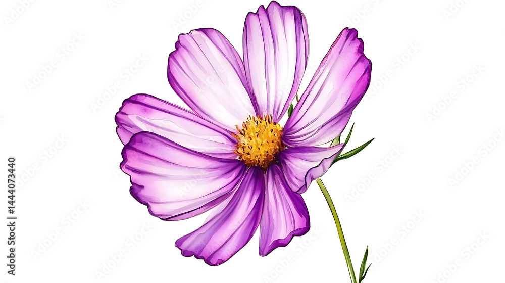 A close up of a purple flower with a yellow center A close up of a purple flower with a yellow center