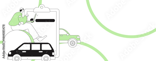 Buy insurance for car flat character vector concept operation illustration
