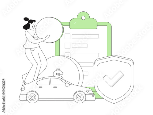 Buy insurance for car flat character vector concept operation illustration
