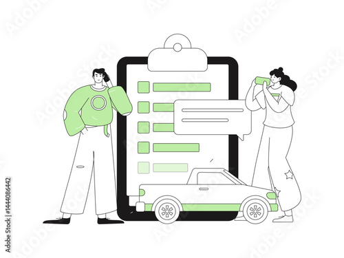 Buy insurance for car flat character vector concept operation illustration
