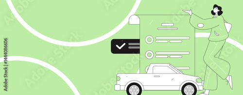 Buy insurance for car flat character vector concept operation illustration
