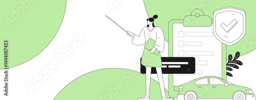 Buy insurance for car flat character vector concept operation illustration
