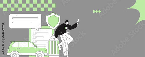 Buy insurance for car flat character vector concept operation illustration
