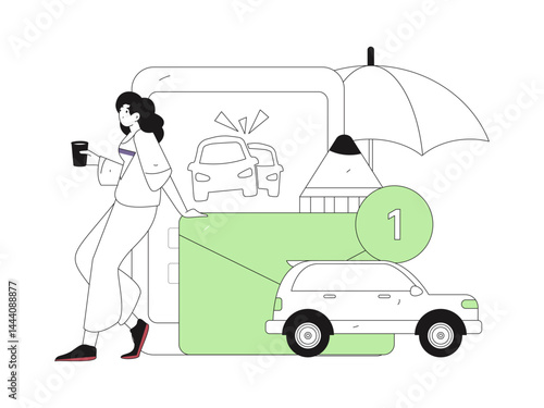 Buy insurance for car flat character vector concept operation illustration
